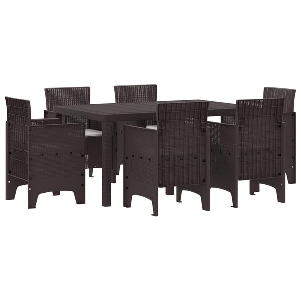 vidaXL Záhradný jedálenský set 7 pcs Hnedá Polt ratan