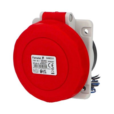 Zásuvka vstavaná 24M331 IP66-67/400V/16A/5P 6h, šikmá 10°, mikrospínač NC/ NO - SpeedPRO