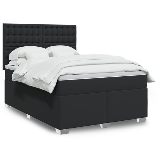vidaXL Boxspring posteľ s matracom čierna 140x200 cm umelá koža