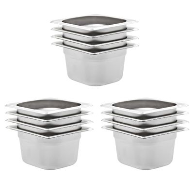 vidaXL Gastronádoby 12 ks, GN 1/6, 100 mm, nehrdzavejúca oceľ
