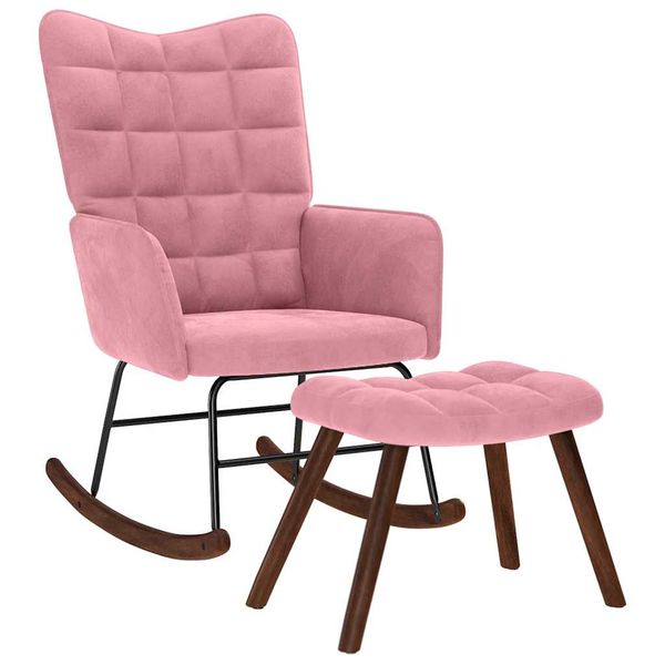 Hojdacie kreslo vidaXL so stoličkou Pink Velvet