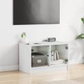vidaXL TV skrinka so sklenenými dvierkami biela 68x37x42 cm