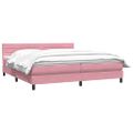 vidaXL Posteľný rám boxsping s matracom ružový 200x220 cm zamat