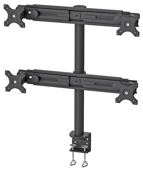 Neomounts FPMA-D700D4/Držák displeje/na stůl/19-30"/svorka/VESA 100X100/nosn. 4x8kg/4 displeje/černý Držák, VESA, stolní, pro 4 ploché monitory, úhloprícka 19"-30", náklon 180°, otácení 180°, rotace 360°, nosnost 32kg, cerný