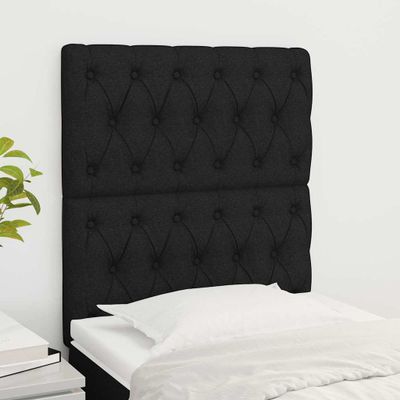 vidaXL Čelo postele 2 ks čierne 80 x 7 x 78/88 cm látka