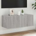 vidaXL TV nástenná skrinka s LED svetlami sivá sonoma 80x35x31 cm