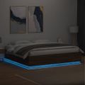 vidaXL Posteľný rám s LED svetlami hnedý dub 200x200 cm kompoz. drevo