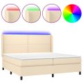 vidaXL Posteľ boxsping s matracom a LED krémová 200x200 cm látka