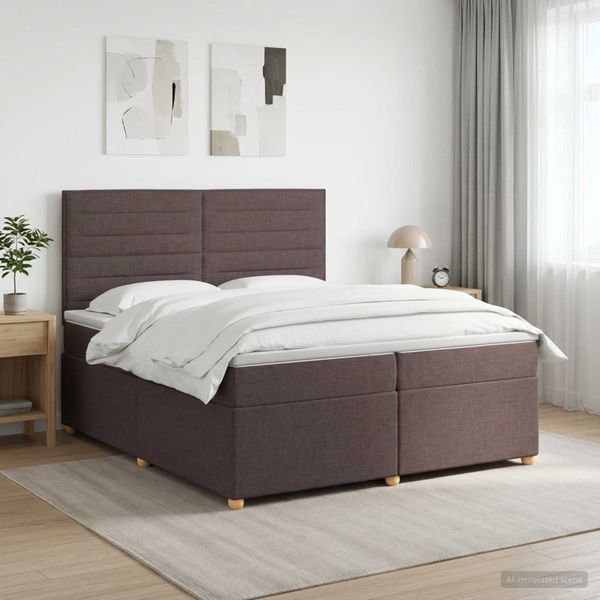 vidaXL Posteľ boxspring s matracom Tmavohnedá 200 x 200 cm Látka