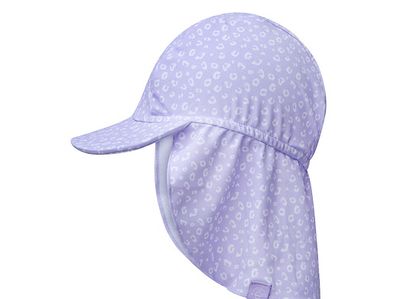 Plavkový klobúk s ochranou krku UPF 50+ Lila Leopard
