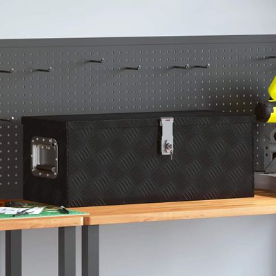 vidaXL Úložný box čierny 70x31x27 cm hliník