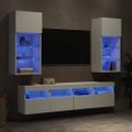 vidaXL 5-dielne TV nástenné skrinky s LED biele kompozitné drevo