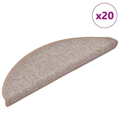 vidaXL Schodové rohože 20 ks 56x17x3 cm svetlohnedé polkruhové