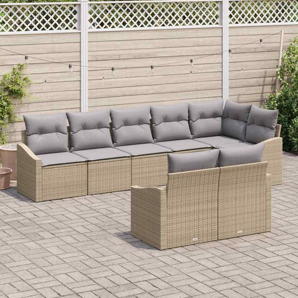 vidaXL Súprava záhradných pohoviek 8 pcs Beige a svetlo šedá polyratan