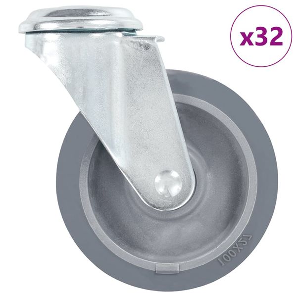 vidaXL 32 ks otočné kolieska s otvorom na skrutku 100 mm
