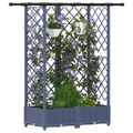 vidaXL Vyvýšený záhon s mriežkou a strechou Sivá 124 x 40 x 121 cm PP