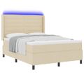vidaXL LED box s pružinami s matracmi Krémová 140 x 200 cm látka