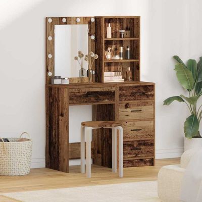 vidaXL Toaletný stolík 2 pcs Hnedá 50 x 41 x 135 cm Kompozitné drevo