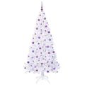vidaXL Umelý vianočný stromček s 300 LED-i Biela 210 cm PVC a oceľ