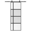 vidaXL Posuvné dvere s kovaním 76x205 cm tvrdené sklo a hliník úzke