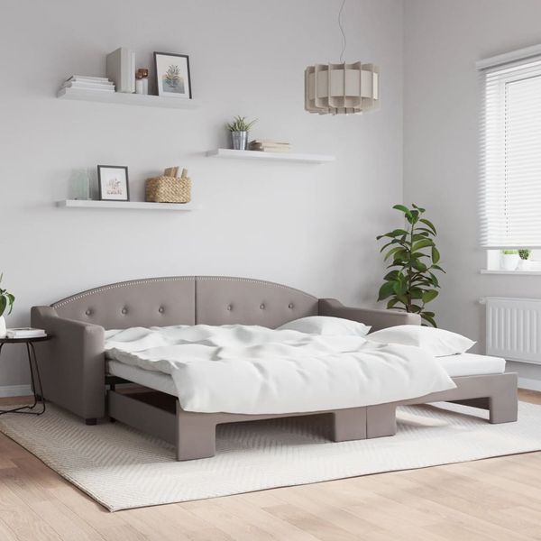 vidaXL Denná posteľ s rozkladacou posteľou sivohnedá 100x200 cm látka