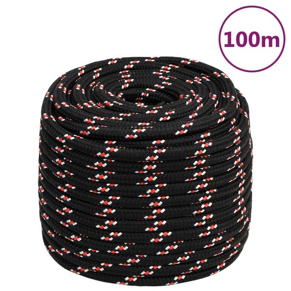 vidaXL Lodné lano čierne 18 mm 100 m polypropylén