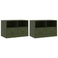 vidaXL TV skrinky 2 ks olivovo-zelené 67x39x44 cm oceľ