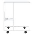 vidaXL Príručný stolík s kolieskami biely 55x36x63,5cm spracov. drevo