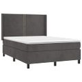 vidaXL Posteľný rám boxspring s matracom tmavosivý 140x200 cm zamat