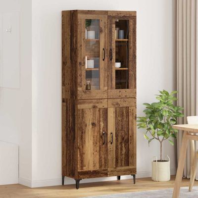 vidaXL Highboard Staré drevo 69,5 x 34 x 180 cm Kompozitné drevo