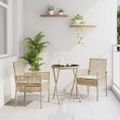 vidaXL Záhradný bistro set 3 ks Béžová polyratan
