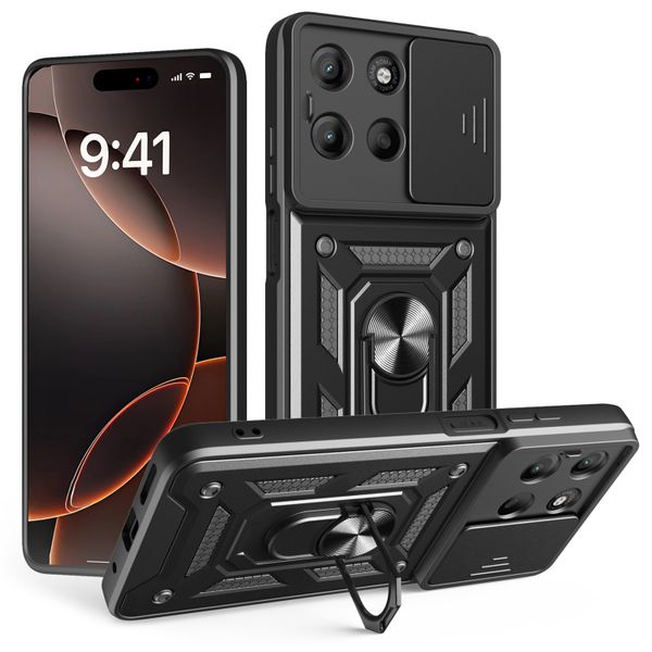 Puzdro Defender Slide pre Motorola Moto G15 / G15 Power / G17 / G17 Power čierne