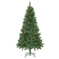 vidaXL Osvetlený umelý vianočný stromček s guľami a šiškami 150 cm