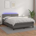 vidaXL Boxspring posteľ s matracom a LED sivá 140x190 cm umelá koža
