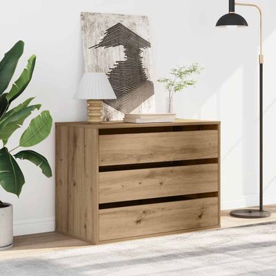 vidaXL Rohová komoda so zásuvkami dub artisan 80x41x58cm kompoz. drevo