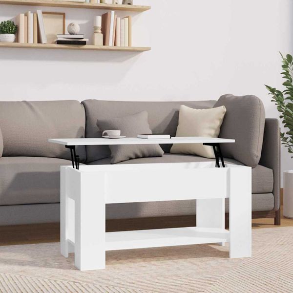 vidaXL Konferenčný stôl lesklý biely 101x49x52 cm spracované drevo