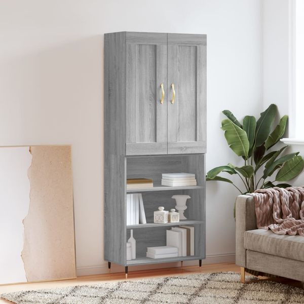 vidaXL Vysoká skrinka sivý dub sonoma 69,5x34x180 cm spracované drevo