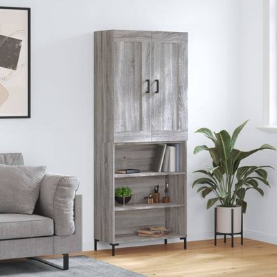 vidaXL Vysoká skrinka sivý dub sonoma 69,5x34x180 cm spracované drevo