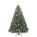vidaXL Umelý vianočný stromček s 300 LED-i Zelená 210 cm PE a PVC