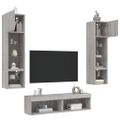 vidaXL 6-dielne TV nástenné skrinky s LED sivé sonoma kompozitné drevo