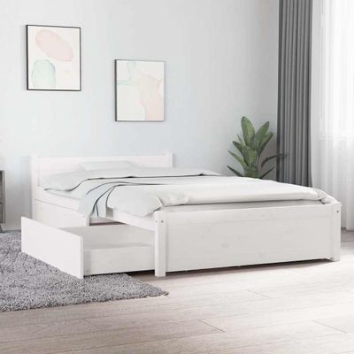vidaXL Posteľný rám so zásuvkami biely 90x200 cm