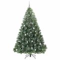 vidaXL Umelý vianočný stromček s 300 LED-i Zelená 240 cm PE a PVC