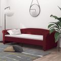 vidaXL Pohovka s USB vínovo-červená látková 90x200 cm