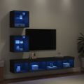 vidaXL 5-dielne TV nástenné skrinky s LED čierne kompozitné drevo