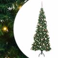 vidaXL Rohový umelý vianočný strom s 300 LED-i Zelená 180 cm PVC a kov