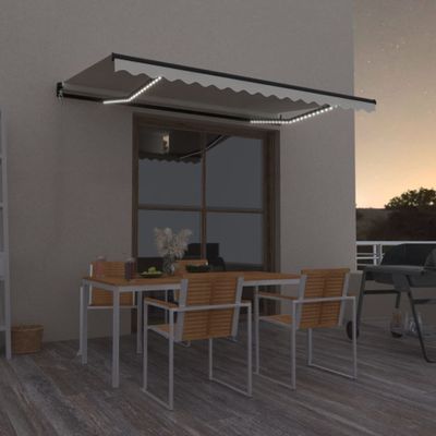 vidaXL Ručne zaťahovacia markíza s LED 450x350 cm krémová