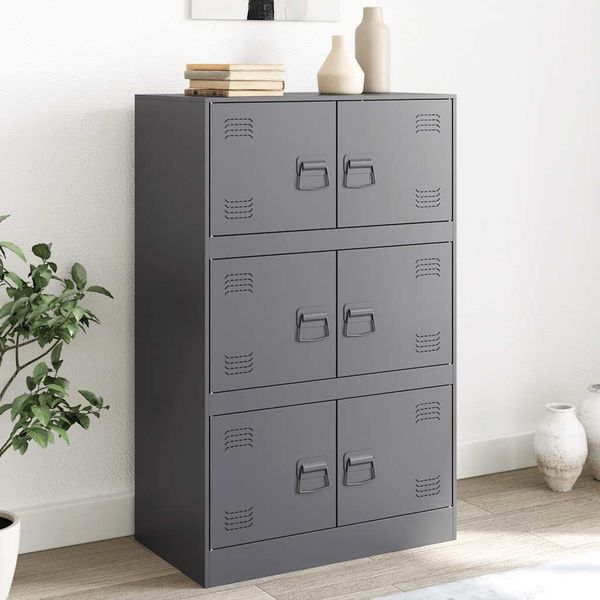 vidaXL Komoda antracitová 67x39x107 cm oceľová