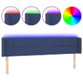 vidaXL Čelo postele s LED modré 163x16x78/88 cm látka