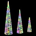vidaXL Vianočný stromček 3 ks 90 LED Viacfarebný 20 x 20 x 80 cm Akryl