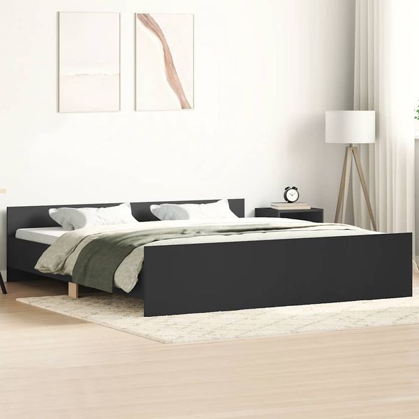vidaXL Posteľný rám s čelom a opierkou nôh čierny 160x200 cm